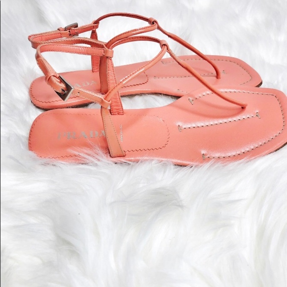 Prada Flat Patent Leather Thong Sandals